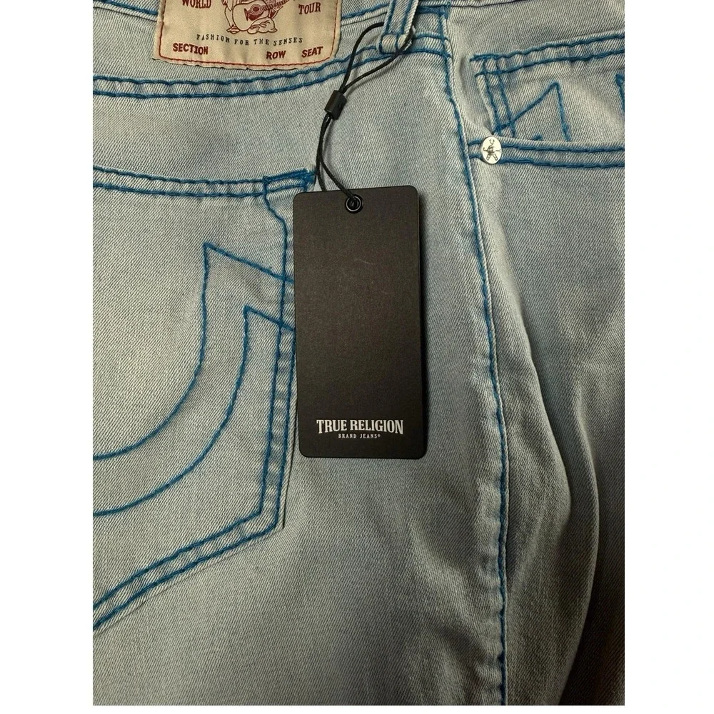 TRUE RELIGION 36 Ricky Big T Jeans Mens Light Wash Straight 701453 NWT